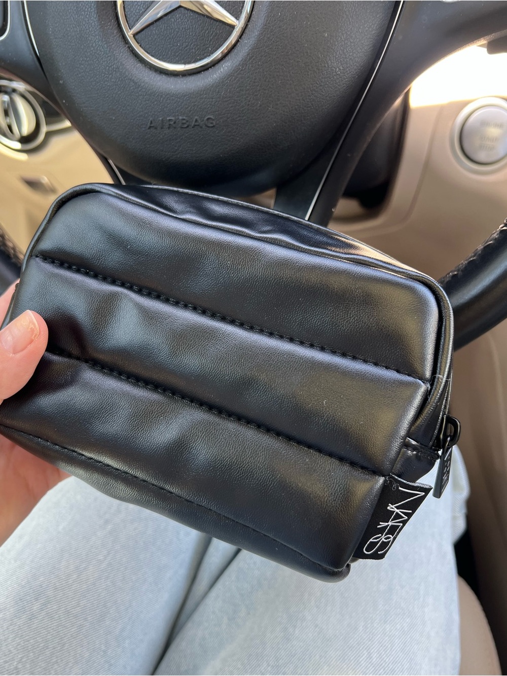 NARS black puffer makeup pouch cosmetic bag